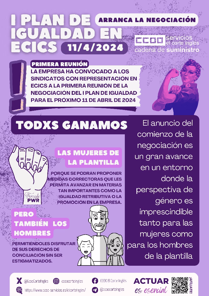CCOO ECICS I PLAN DE IGUALDAD ECICS ARRANCA LA NEGOCIACIÓN DEL PRIMER PLAN DE IGUALDAD EN CADENA DE SUMINISTRO