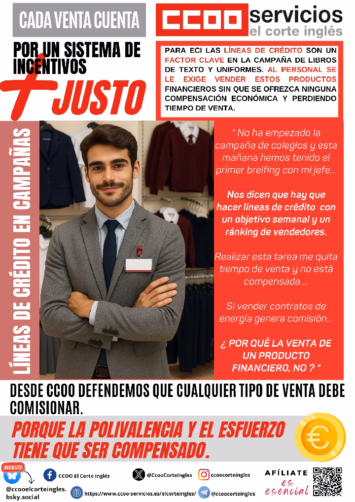 SISTEMA DE INCENTIVOS CCOO ECI QUEREMOS COMISIONAR POR LA REALIZACIÓN DE LÍNEAS DE CRÉDITO