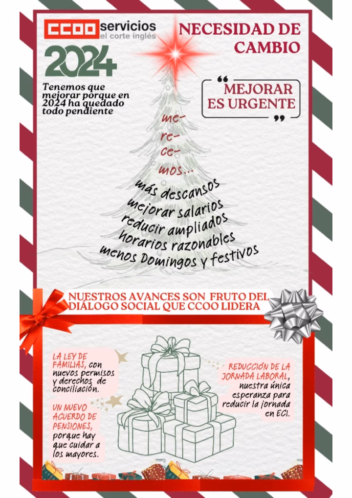 CCOO EL CORTE INGLÉS TE DESEA FELIZ NAVIDAD 2024