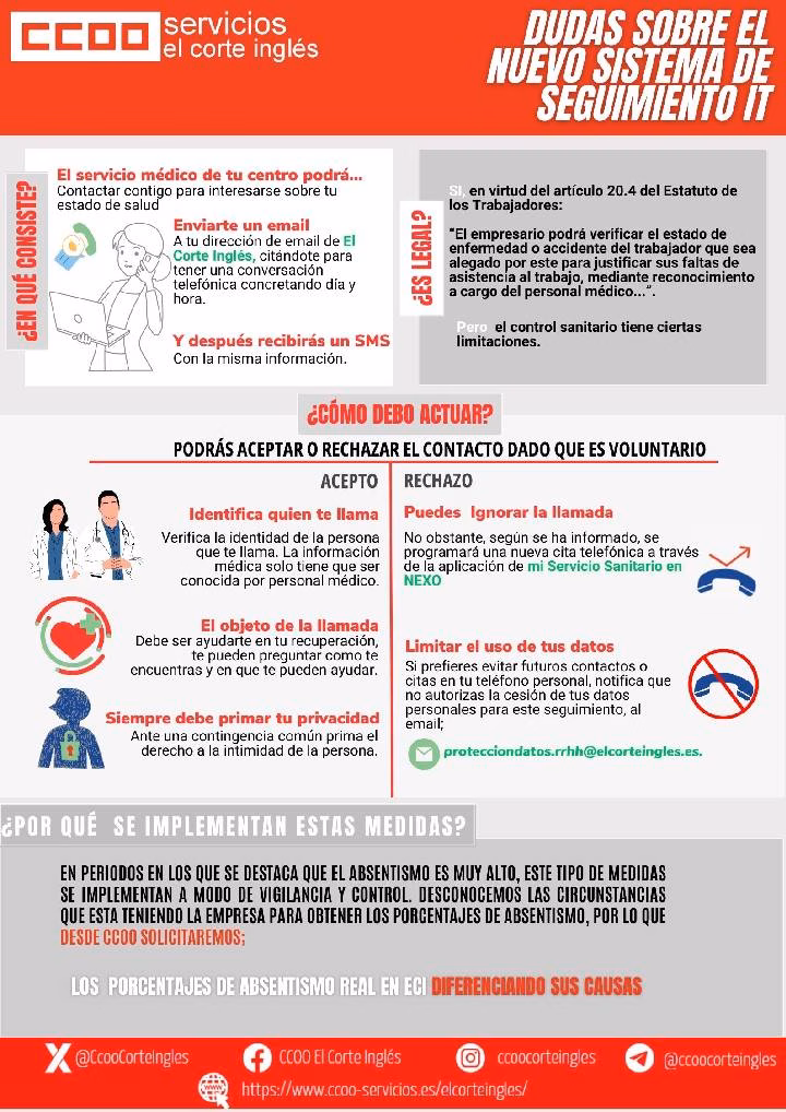 dudas sobre el nuevo sistema de seguimiento it ccoo eci el corte ingles