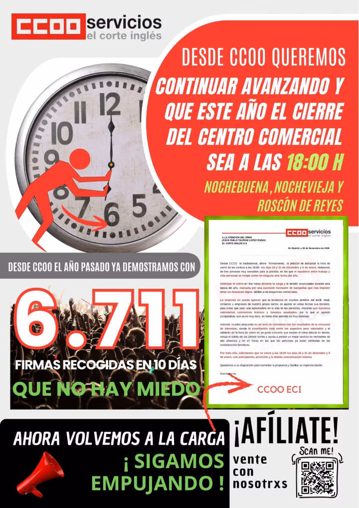 ADELANTO DEL CIERRE CENTROS COMERCIALES ECI Y LOGISTICOS NOCHEBUENA NOCHEVIEJA Y ROSCON 2026